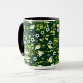 Mug Modèle floral scandinave moderne vert foncé (Devant gauche)