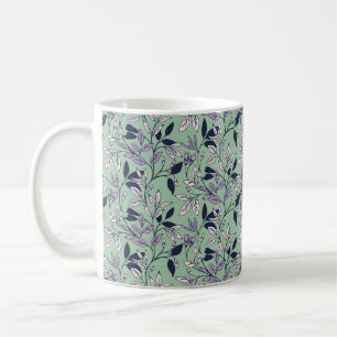 Mug Modèle floral simple avec Arrière - plan vert doux