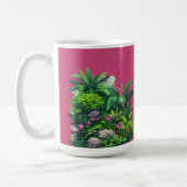 Mug Modèle floral tropical sur Rose Fuschia (Gauche)