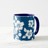 Mug Modèle floral turquoise bleu et blanc Hibiscus (Devant droit)