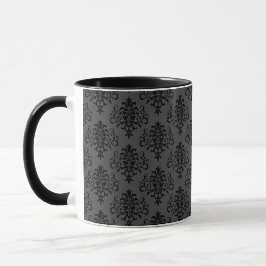 Mug Modèle gothique gris noir Damas (Gauche)