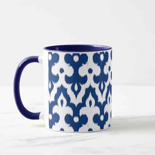Mug Modèle marocain Ikat Damask, Cobalt bleu & blanc (Gauche)