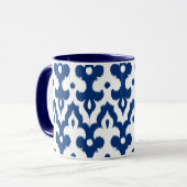 Mug Modèle marocain Ikat Damask, Cobalt bleu & blanc (Devant gauche)