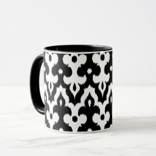Mug Modèle marocain Ikat Damask, noir et blanc