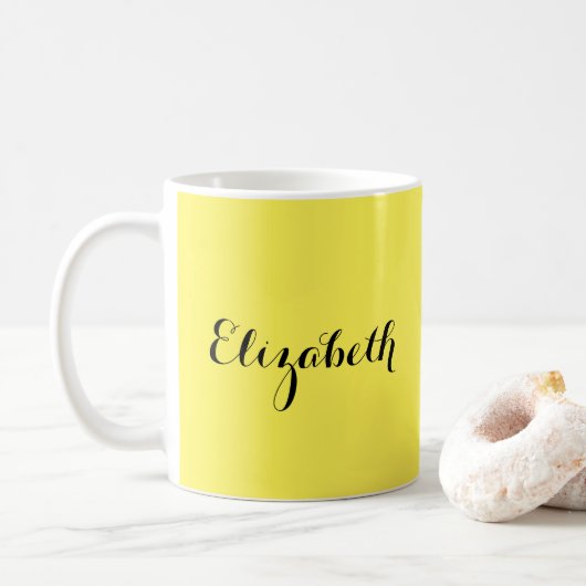 Mug Modèle moderne Ajouter votre nom typé Jaune (Avec donut)