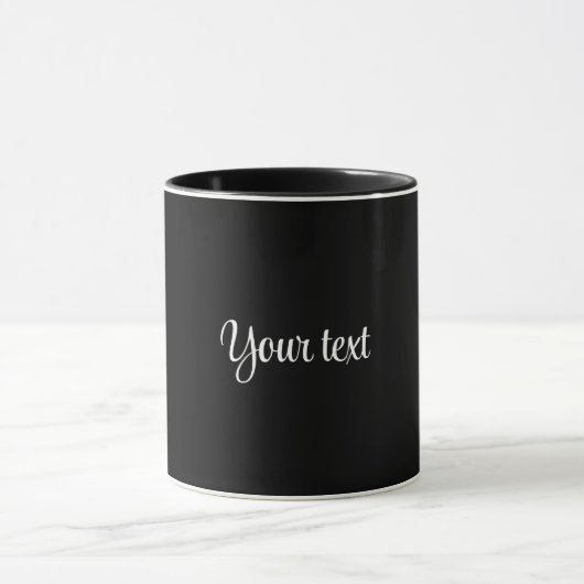 Mug MODÈLE - Noir solide avec script blanc (Centre)