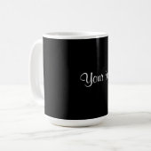 Mug MODÈLE - Noir solide avec script blanc Café Mu (Devant gauche)