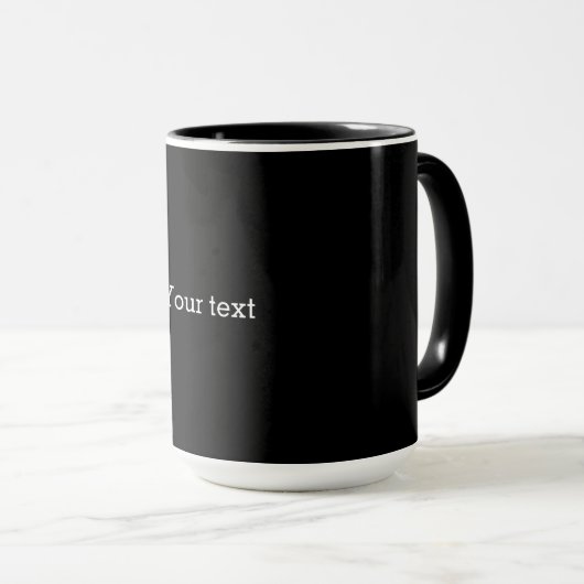 Mug MODÈLE - Noir solide avec texte blanc (Devant droit)