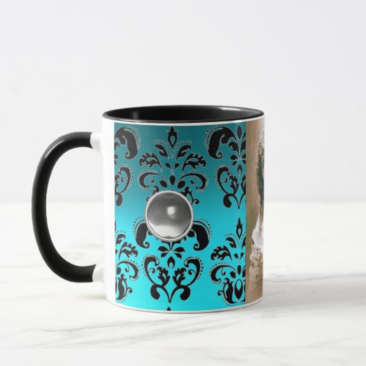 MUG MODÈLE PHOTO BLACJ BLUE DAMASK (Gauche)
