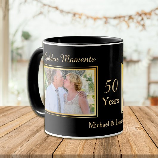 Mug Modèle photo de l'anniversaire du Mariage d'or