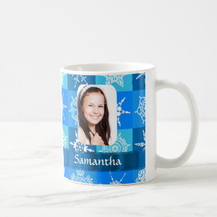 Mug Modèle photo de motif de flocon bleu