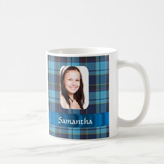 Mug Modèle photo tartan bleu (Droite)