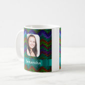 Mug Modèle photo turquoise de chevron (Devant gauche)