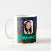 Mug Modèle photo turquoise de chevron (Gauche)