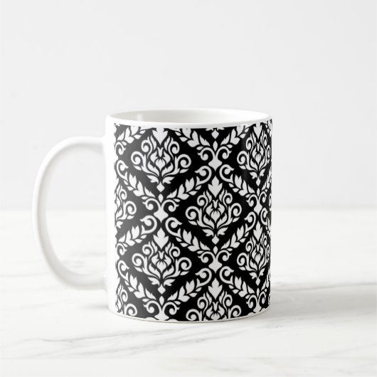 Mug Modèle Prima Damask blanc sur noir (Gauche)