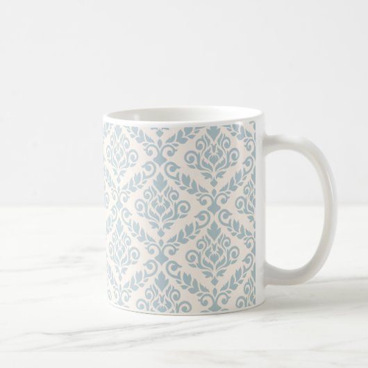 Mug Modèle Prima Damask bleu sur crème (Droite)