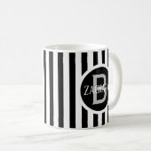 Mug Modèle rayé blanc C00 Nom long initial (Devant droit)
