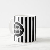 Mug Modèle rayé blanc C00 Nom long initial (Devant gauche)