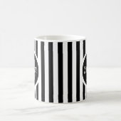 Mug Modèle rayé blanc C00 Nom long initial (Centre)