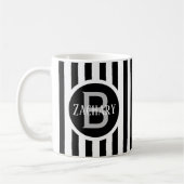 Mug Modèle rayé blanc C00 Nom long initial (Gauche)
