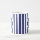 Mug Modèle rayé Bleu C49 Nom court Initial (Centre)