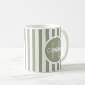 Mug Modèle rayé vert C22 Nom long initial (Devant droit)