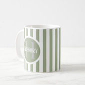Mug Modèle rayé vert C22 Nom long initial (Devant gauche)