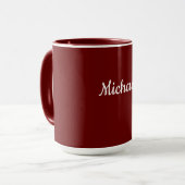 Mug Modèle rouge bordeaux, texte blanc, (Devant gauche)