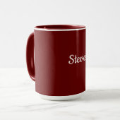 Mug Modèle rouge bordeaux, texte blanc, (Devant gauche)