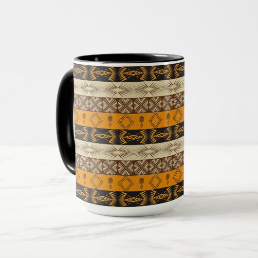 Mug modèle tribal rayé africain ethnique (Devant gauche)