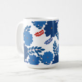 Mug Modèle vectoriel simple de fleurs bleues (Devant gauche)