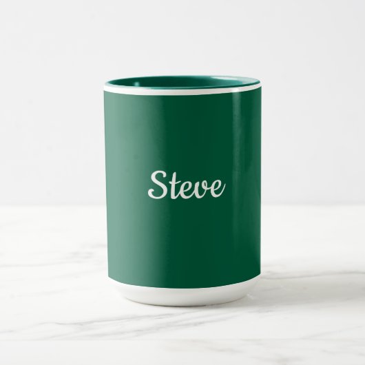 Mug Modèle vert foncé, texte blanc, (Centre)