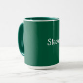 Mug Modèle vert foncé, texte blanc, (Devant gauche)