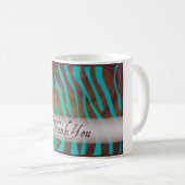 Mug Modèle Zèbre Brown et Turquoise Merci (Devant droit)
