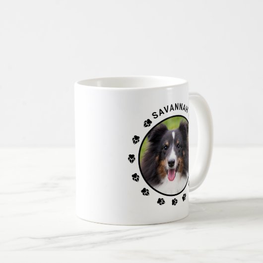 Mug Modèles photo personnalisés avec pattes et texte (Devant droit)