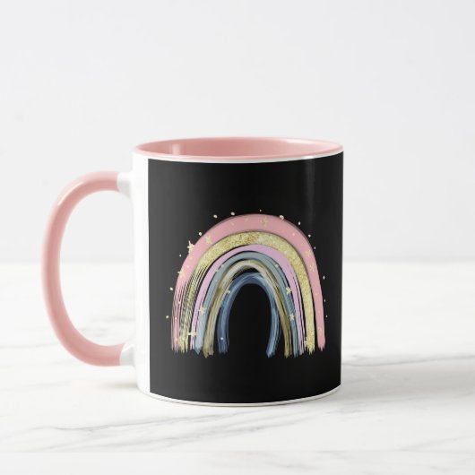 Mug Modem Branché Pastel Rainbow Nom personnalisable (Gauche)