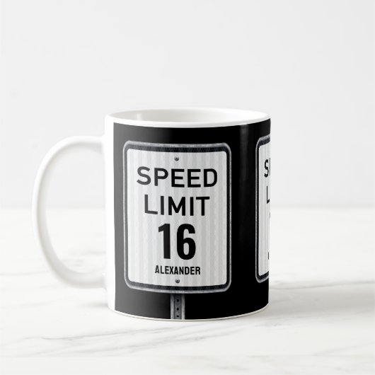 Mug Modern 16th Birthday Speed Sign (Gauche)