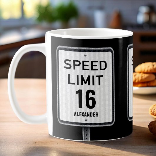 Mug Modern 16th Birthday Speed Sign