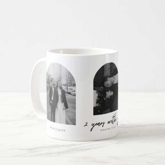 Mug Modern 2 Year Anniversary Couple Photo Arch (Devant gauche)
