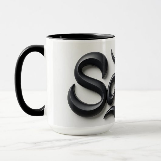 Mug Modern 3D Salam Greeting | Bold Black & White  (Gauche)