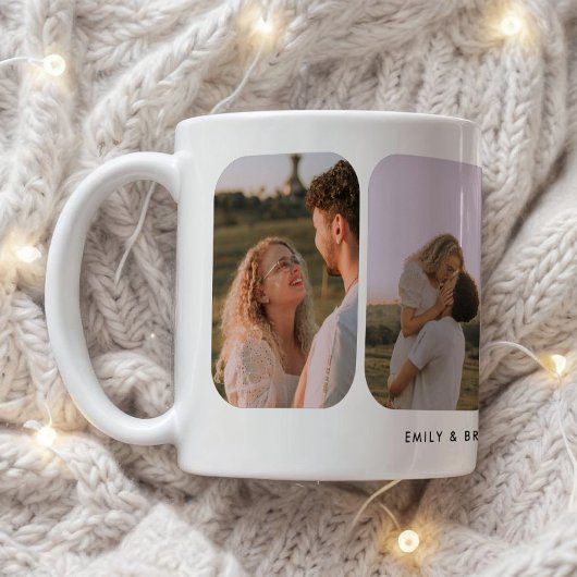 Mug Modern 4-Photo Wedding Couple Names