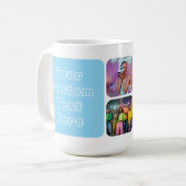 Mug Modern 6 Custom Photo Text Besties Retro Blue (Devant gauche)