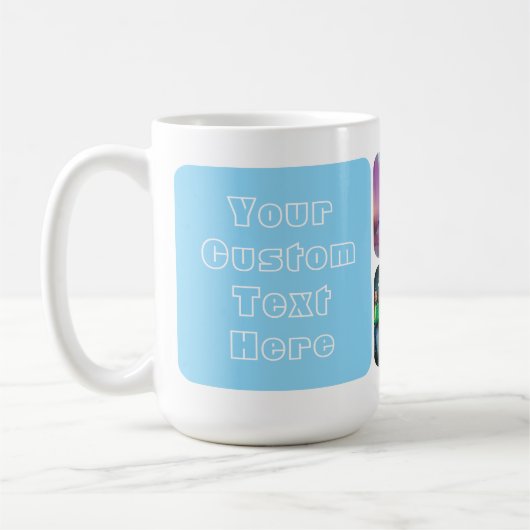 Mug Modern 6 Custom Photo Text Besties Retro Blue (Gauche)