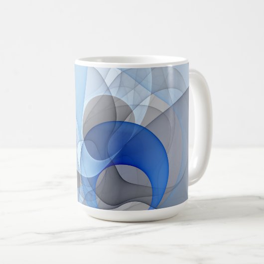 Mug Modern Abstract Blue Gray Fractal Art Graphic (Devant droit)