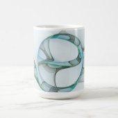Mug Modern Abstract Fractal Art Blue Turquoise Gray (Centre)