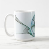 Mug Modern Abstract Fractal Art Blue Turquoise Gray (Gauche)