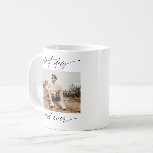Mug Modern Best Dog Papa Jamais Photo Script manuscrit (Devant gauche)