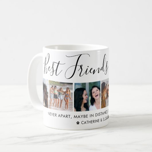 Mug Modern Best Friends 6 Photo Collage Script Citatio (Devant gauche)