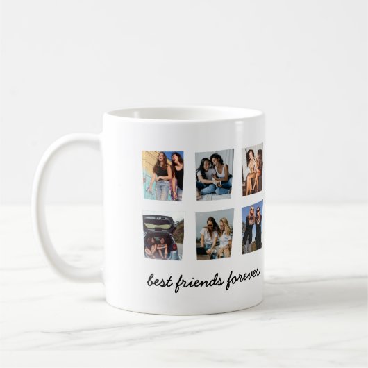 Mug Modern Best Friends Forever 6 Photo Collage Thon (Gauche)