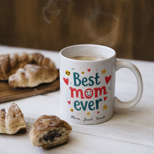 Mug Modern Best Maman Ever & Enfants Nom Script Deux T